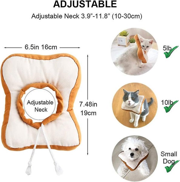 Adjustable Cat E-collar, Cute Toast Neck Cone After Surgery, Wound Healing Prote Carousel 2
