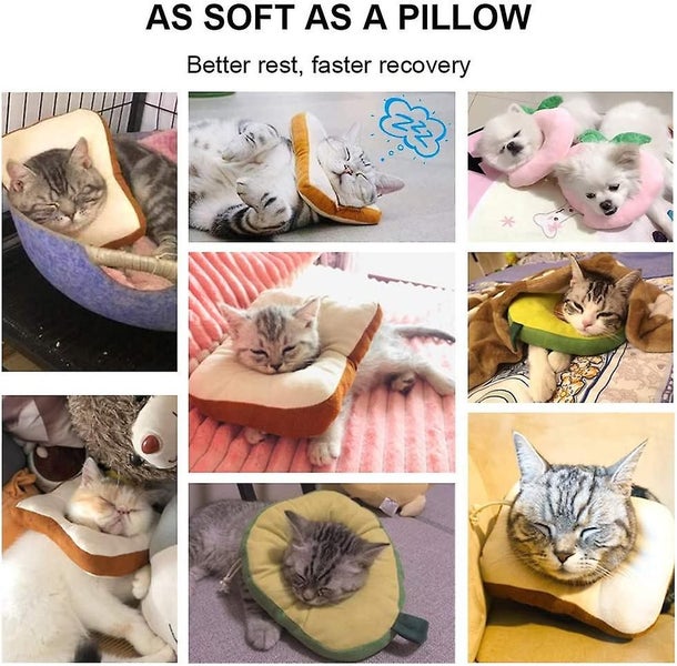 Adjustable Cat E-collar, Cute Toast Neck Cone After Surgery, Wound Healing Prote Carousel 4