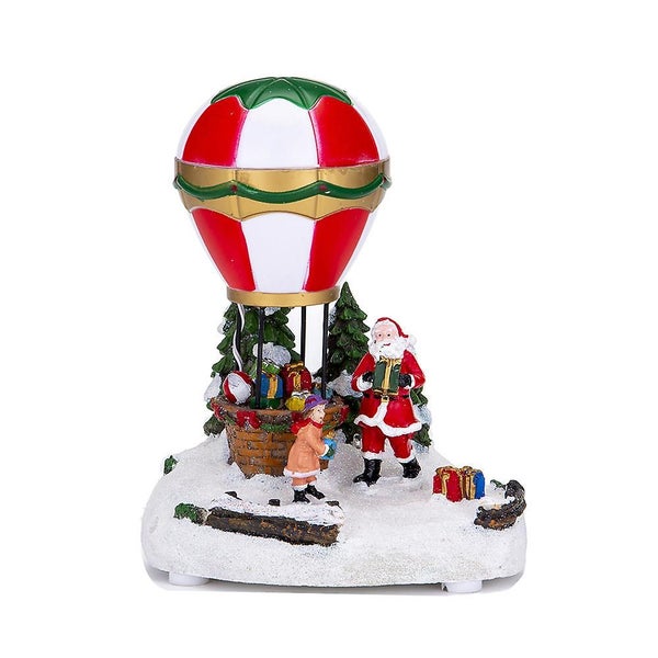 Christmas Glowing Music Snow House Hot Air Balloon Christmas Gift Ornament Chris Carousel 1