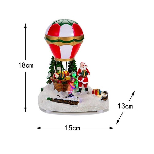 Christmas Glowing Music Snow House Hot Air Balloon Christmas Gift Ornament Chris Carousel 2