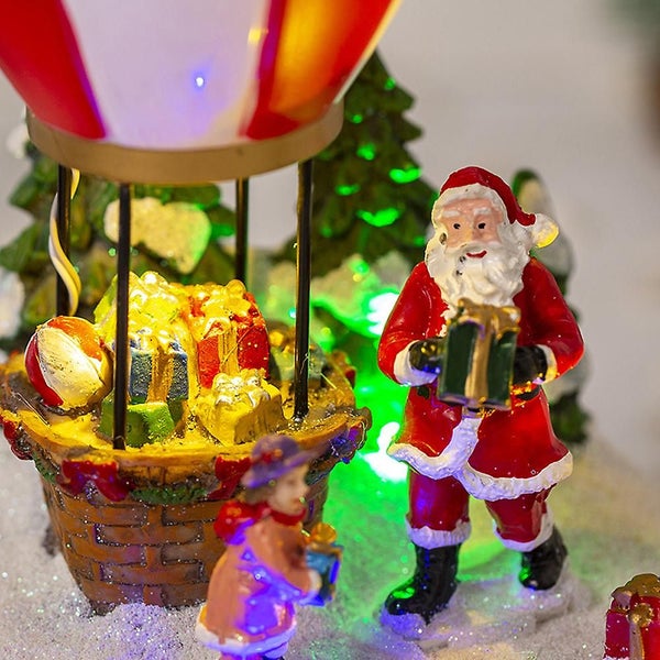 Christmas Glowing Music Snow House Hot Air Balloon Christmas Gift Ornament Chris Carousel 5