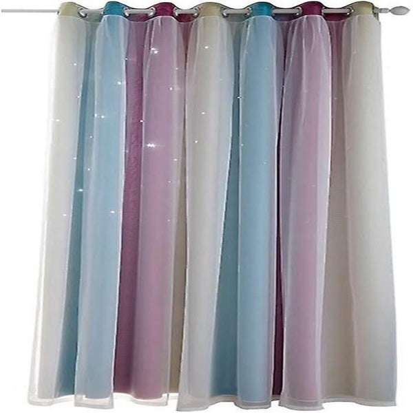 Bran Occulting Curtains With Hollow Star Stripes For Living Room Bedroom Curtain Carousel 1
