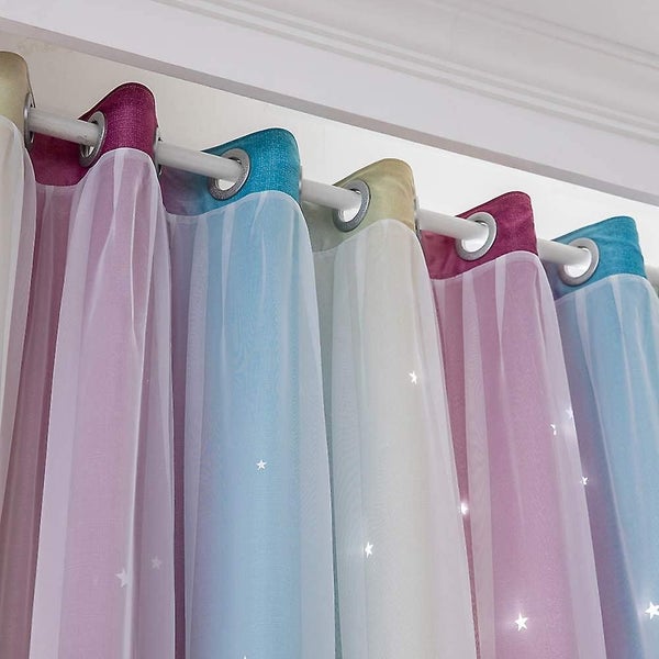 Bran Occulting Curtains With Hollow Star Stripes For Living Room Bedroom Curtain Carousel 5