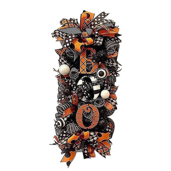 Halloween Door Wreaths For Front Door Decor, Ribbon Wreath Artificial Door Wreat Carousel 1