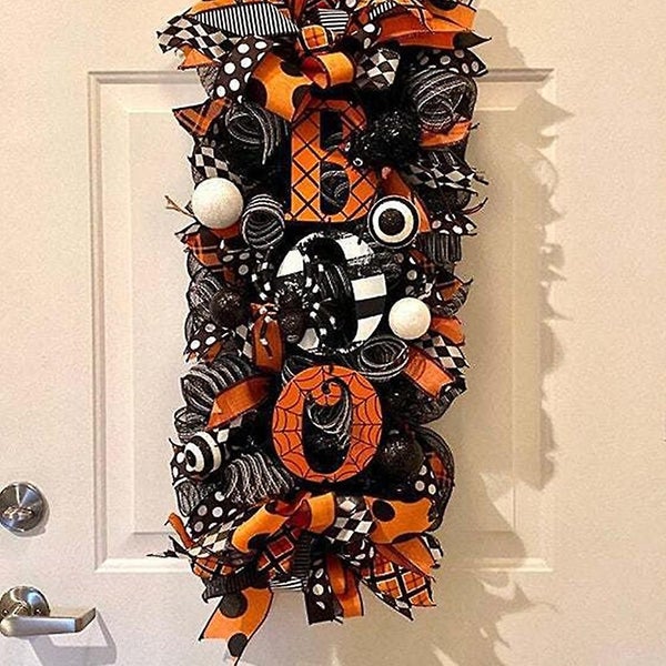 Halloween Door Wreaths For Front Door Decor, Ribbon Wreath Artificial Door Wreat Carousel 5