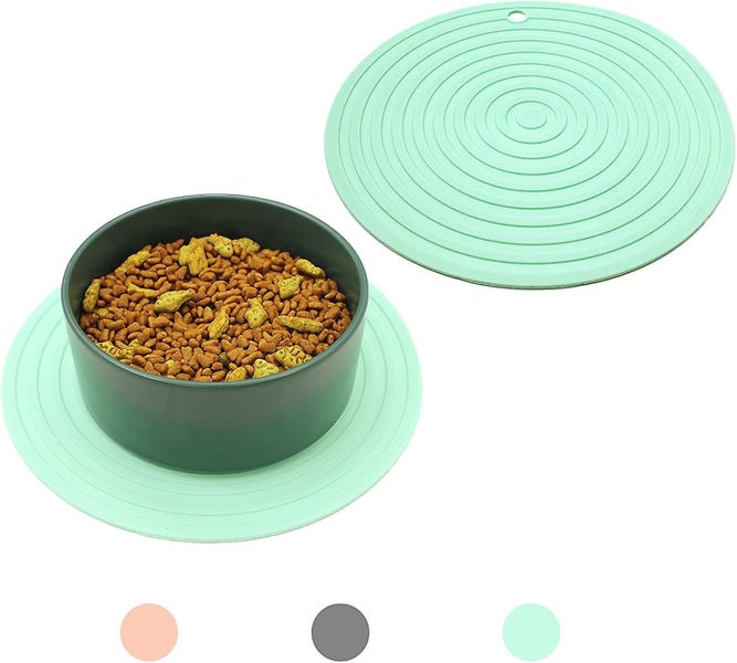 Pet Food Mat For Dog And Cat Placemat 2 Pcs, Mat For Prevent Food And Water Over Carousel 1