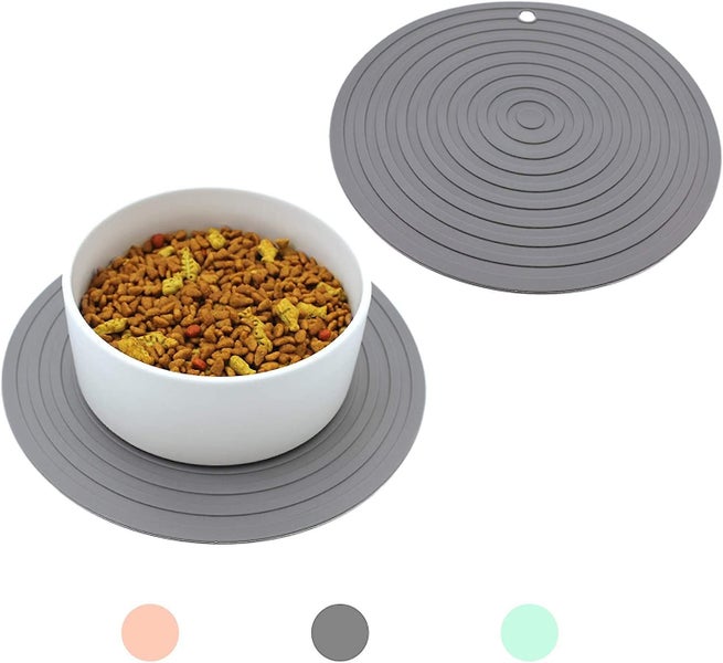 Pet Food Mat For Dog And Cat Placemat 2 Pcs, Mat For Prevent Food And Water Over Carousel 2