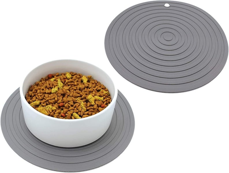 Pet Food Mat For Dog And Cat Placemat 2 Pcs, Mat For Prevent Food And Water Over Carousel 5