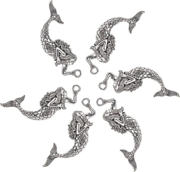 Mermaid Shower Curtain Hooks Rings - Silver Curtain Hangers, Decorative Hooks Fo Carousel 2