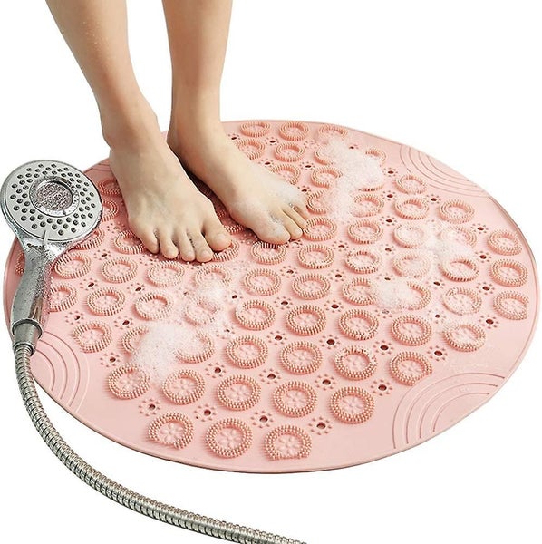 Textured Surface Round Non Slip Shower Mat Anti Slip Bath Mats With Drain Hole I Carousel 1