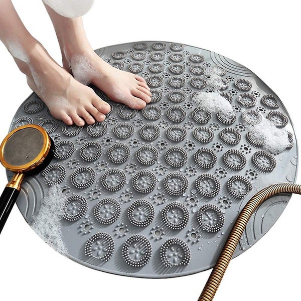 Textured Surface Round Non Slip Shower Mat Anti Slip Bath Mats With Drain Hole I Carousel 2