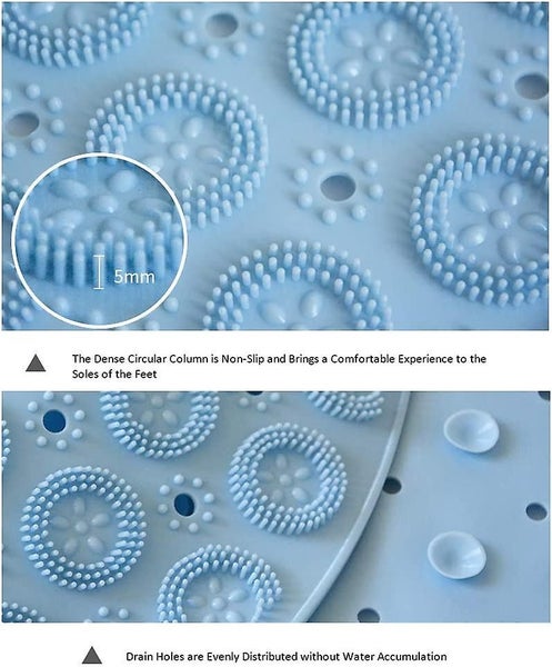 Textured Surface Round Non Slip Shower Mat Anti Slip Bath Mats With Drain Hole I Carousel 5