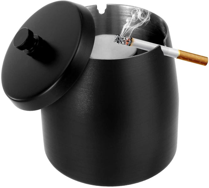 Outdoor Cigarette Ashtray With Lid Smokeless Stainless Steel Ash Trays Covered W Carousel 2