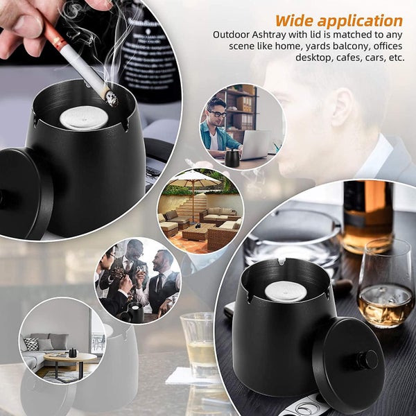 Outdoor Cigarette Ashtray With Lid Smokeless Stainless Steel Ash Trays Covered W Carousel 5