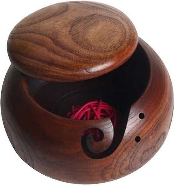 Handmade Wooden Yarn Bowl - Wood Yarn Bowl Wooden Bowl Of Yarn Storage With Carv Carousel 1