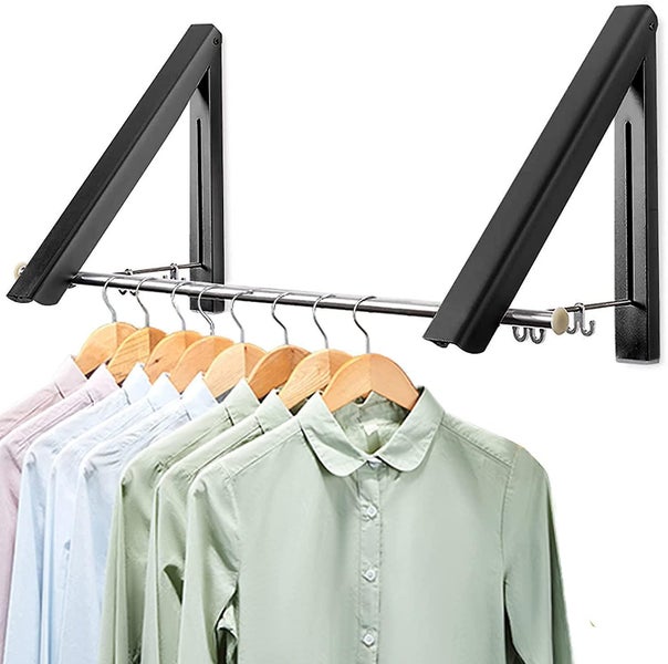 Bran Foldable Wall Clothes Racks 2 Pieces Space -saving Aluminum Clothing Hooks Carousel 1