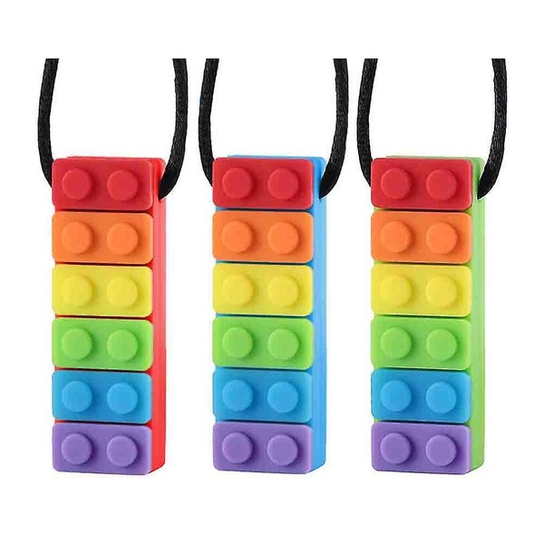 Bran Chewable Jewelry For Boys And Girls(3 Pack), Silicone Rainbow Pendant Stick Carousel 2