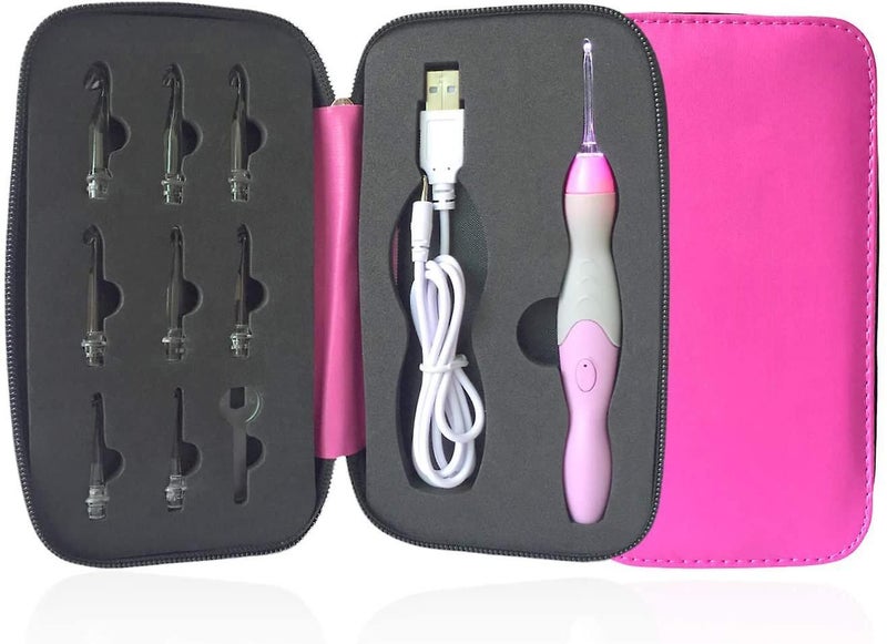 Bran Lighted Crochet Hook Set,9 Size Interchangeable Heads 2.5mm To 6.5mm With E Carousel 1