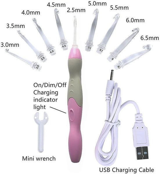 Bran Lighted Crochet Hook Set,9 Size Interchangeable Heads 2.5mm To 6.5mm With E Carousel 2