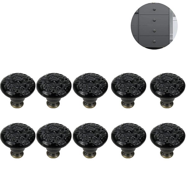 Bran 10 Pieces Of Ceramic Buttons, 34mm Vintage Cabinet Door Button, Drawer Hand Carousel 1