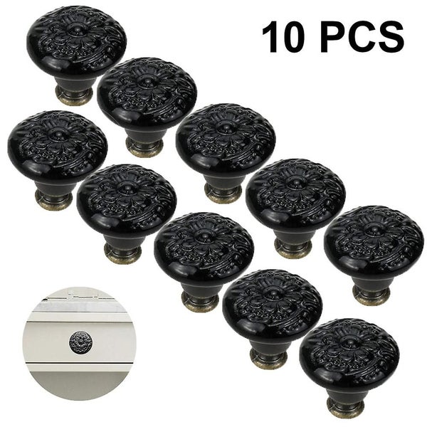 Bran 10 Pieces Of Ceramic Buttons, 34mm Vintage Cabinet Door Button, Drawer Hand Carousel 2
