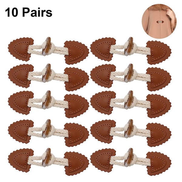 Bran Leather Sew-on Toggles With Resin Horn Button For 10 Pairs Buckle Coat Belt Carousel 1