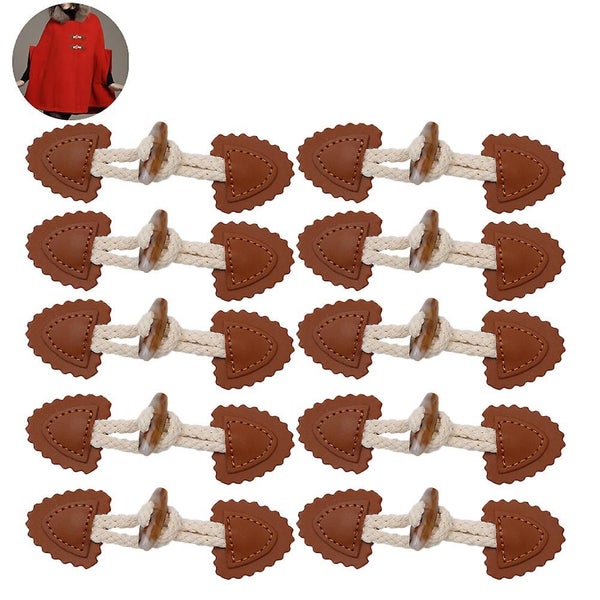 Bran Leather Sew-on Toggles With Resin Horn Button For 10 Pairs Buckle Coat Belt Carousel 2