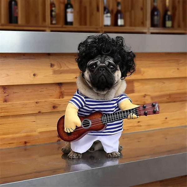 Pet Guitar Costume Dog Costumes Cat Halloween Christmas Cosplay Party Funny Outf Carousel 5
