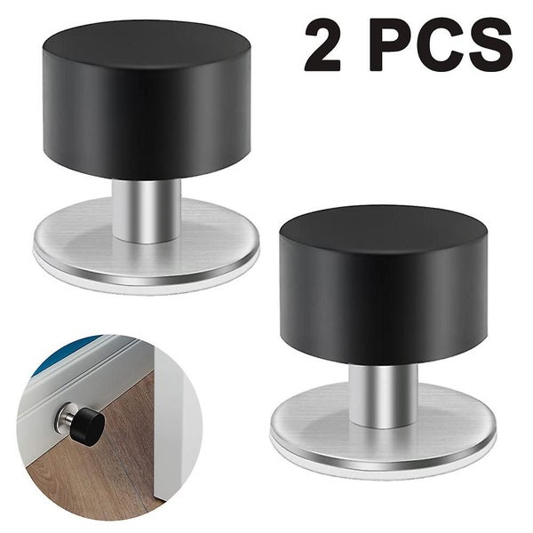 Bran 2 Pieces Self-adhesive Door Stoppers Robust Stainless Steel Rubber Stoppers Carousel 1