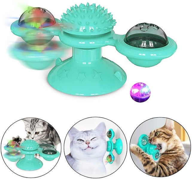 Bran Windmill Cat Toy Turntable Cat Spinning Toy Teasing Interactive Cats Suctio Carousel 1