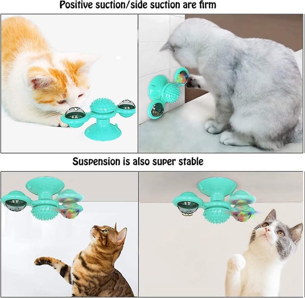 Bran Windmill Cat Toy Turntable Cat Spinning Toy Teasing Interactive Cats Suctio Carousel 5