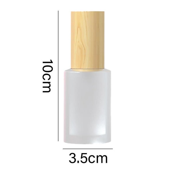 Bran 2pcsfrosted Glass Lotion Pump Bottle With Wood Grain Cover,refillable Empty Carousel 2