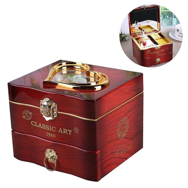 Bran Musical Jewelry Box, Rotating Vintage Musicetui, Gift With Ballerina Dancer Carousel 1