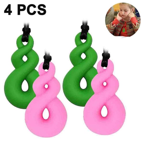 Bran Sensory Chew Necklace For Kids, 4 Pack Silicone Teething Necklace For Baby, Carousel 1