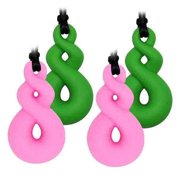 Bran Sensory Chew Necklace For Kids, 4 Pack Silicone Teething Necklace For Baby, Carousel 2