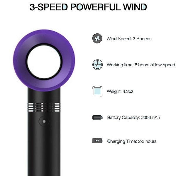 Bran Bladeless Handheld Fan, Mini Portable Fan, Usb Desk Fan, Personal Fan With Carousel 5