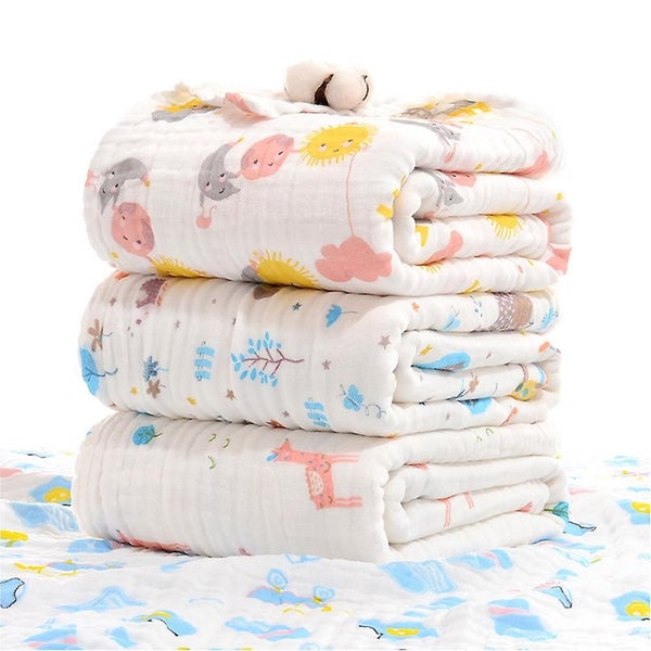 Class A Seersucker Washed Cotton, Newborn Baby Six-layer Gauze Bath Towel 110*10 Carousel 5