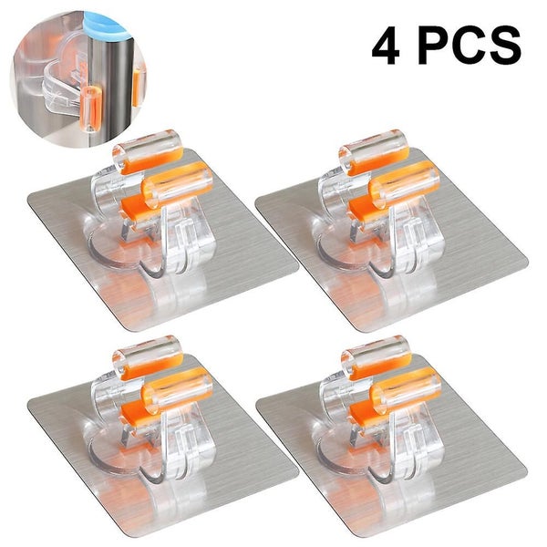 4 Pcs Broom Holder, Broom Gripper Mop Holders Wall Mount, Mop Racks Holders Self Carousel 2