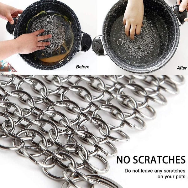Cast Iron Cleaner, Scrubber, Scrubber 7" X 7" Stainless Steel Chain Skillet Clea Carousel 4