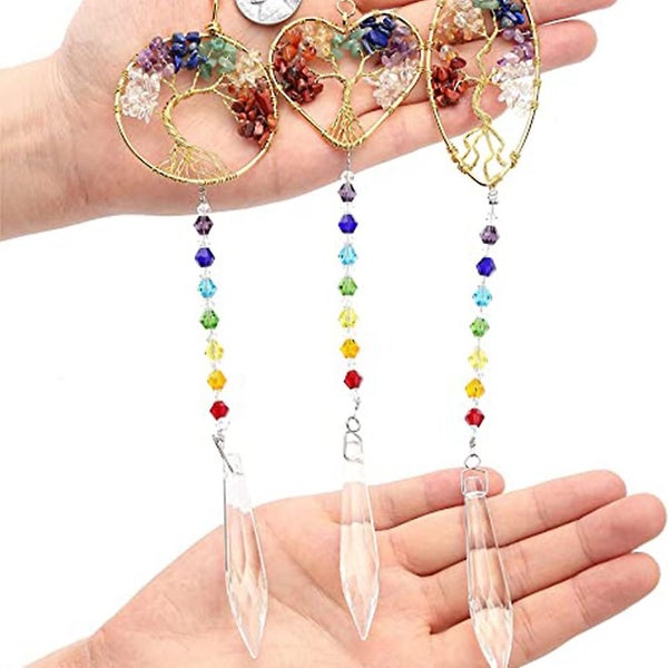 3pcs Crystal Suncatchers Tree Of Life Charm Prism Chakra Pendant For Home Garden Carousel 5