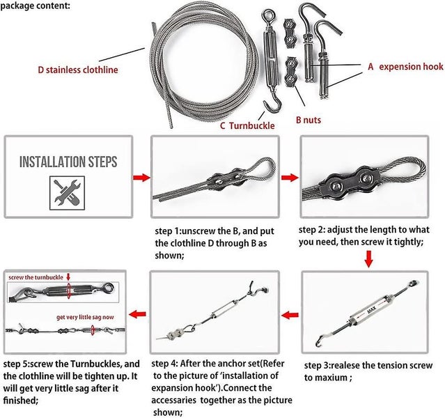 Clotheslines Portable Windproof Anti-sag Clothes Rope Line With Stainless Steel Carousel 5