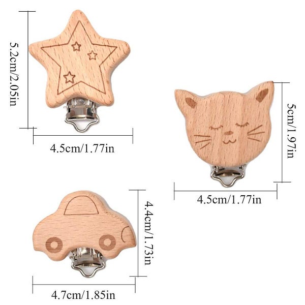 6 Stck Baby Clip Schnuller Clip Nuckelclip Metall Holz Schnullerclip Sugling Sch Carousel 2