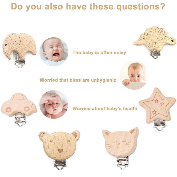 6 Stck Baby Clip Schnuller Clip Nuckelclip Metall Holz Schnullerclip Sugling Sch Carousel 5