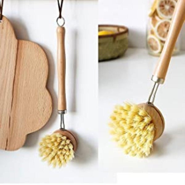 Wooden Dish Brush,bamboo Wood & Natural Bristle Tampico Fiber Cleaning Brushes F Carousel 2