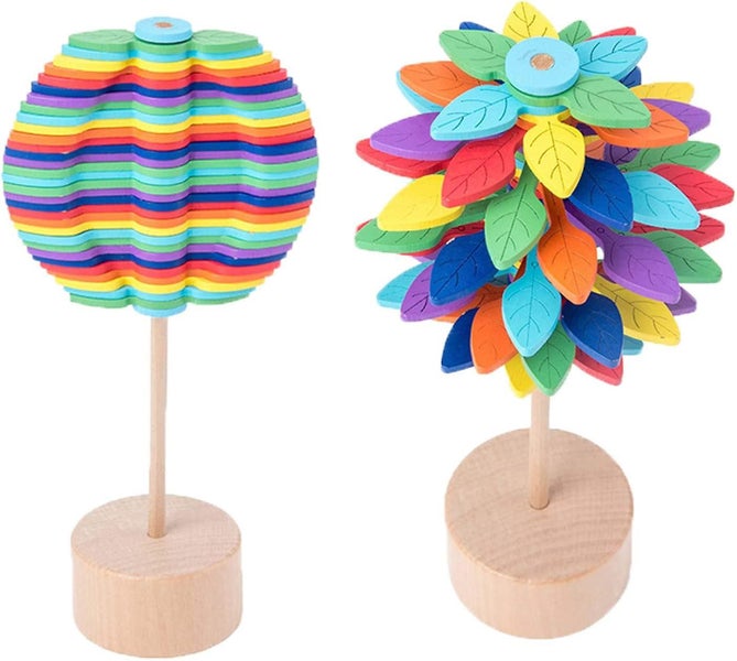 Wooden Office Home Toys Stress Relief Toy - Leaf-shaped Display Stand Holder Dec Carousel 1
