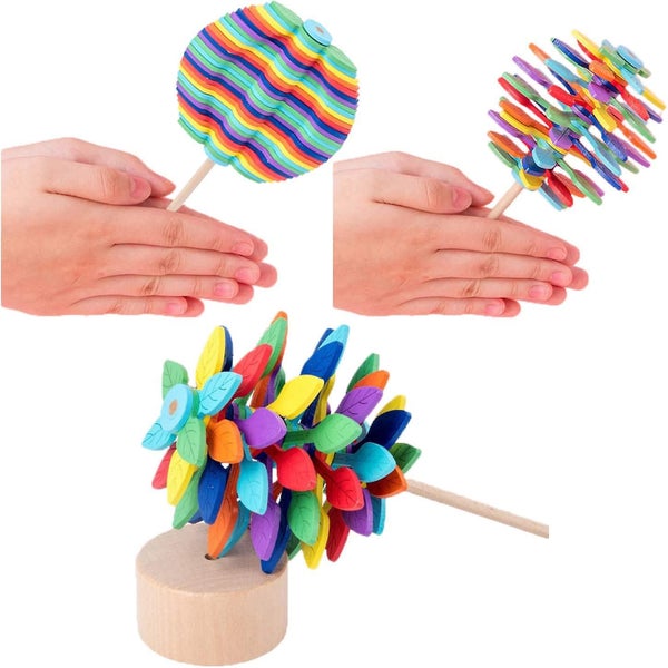 Wooden Office Home Toys Stress Relief Toy - Leaf-shaped Display Stand Holder Dec Carousel 2