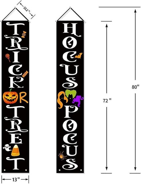 Decorations Outdoor - Trick Or Treat Hocus Pocus Large Witch Banners Porch Sign Carousel 2