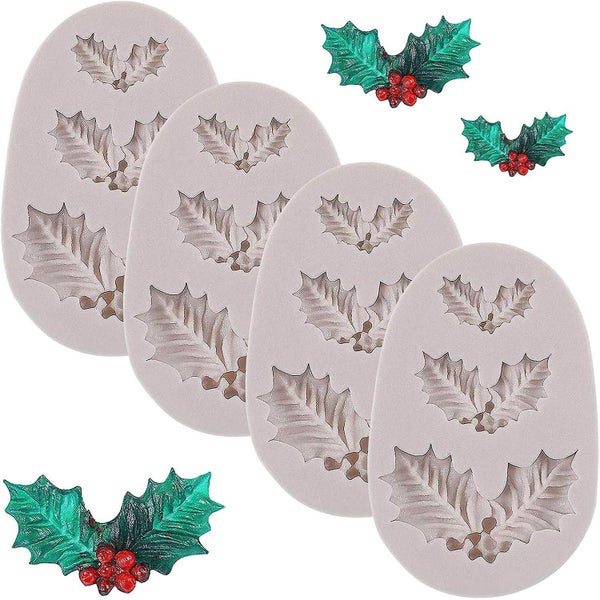 Holly Leaf Mold, Christmas Holly Silicone Mold,polymer Clay Mould For Cake Cupca Carousel 1