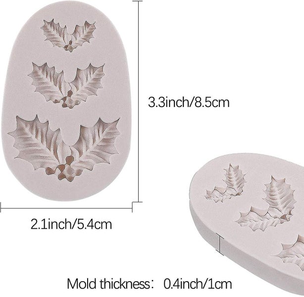 Holly Leaf Mold, Christmas Holly Silicone Mold,polymer Clay Mould For Cake Cupca Carousel 2