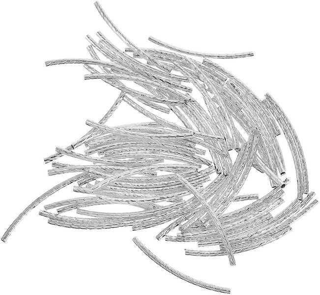 200 Pieces 2 Colors Copper Engraved Curved Tube Noodle Spacer Loose Beads Jewelr Carousel 1
